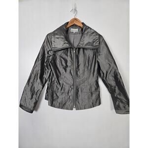 Elliott Lauren zip up jacket metallic silver size 8
